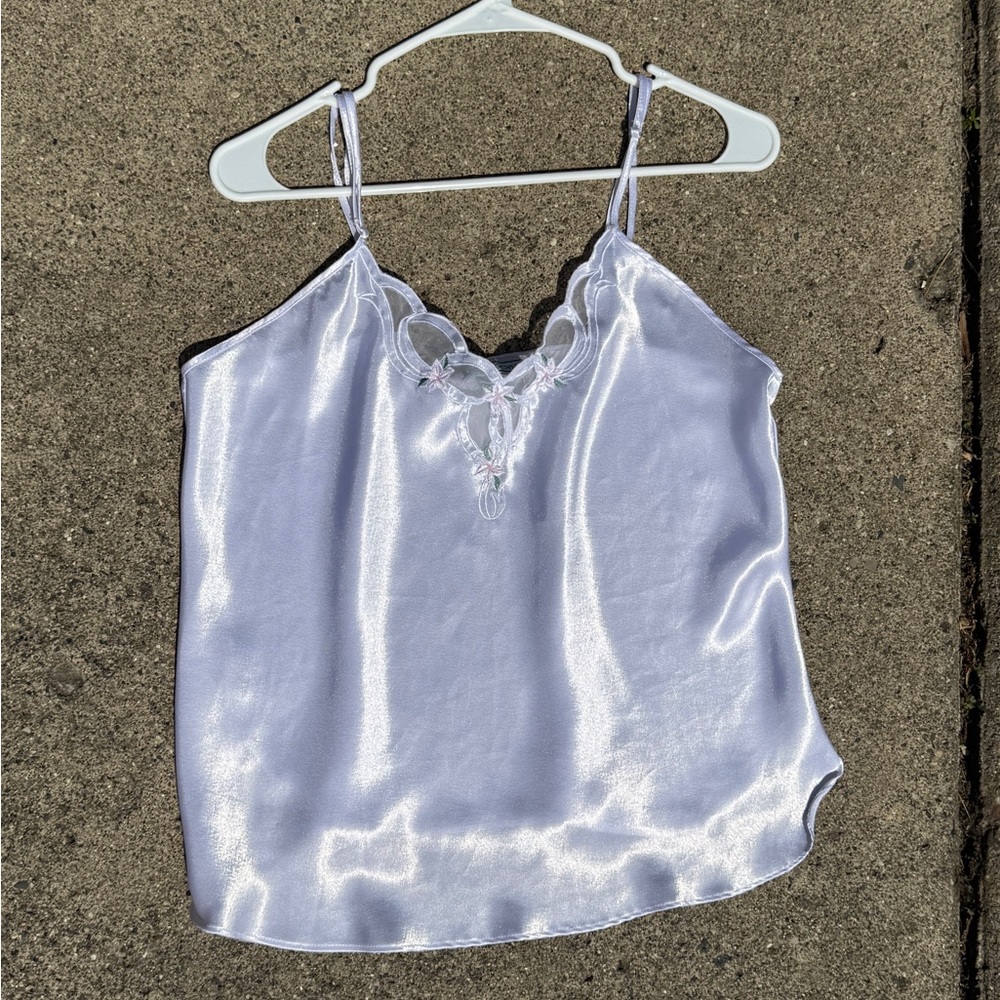 White Floral Satin Camisole Top